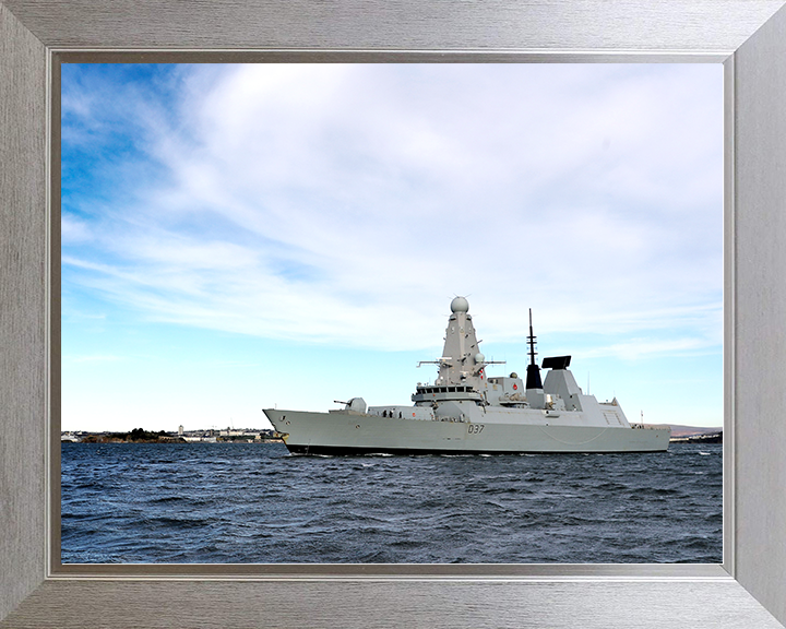 HMS Duncan (D37) Royal Navy Type 45 Destroyer Underway Port Beam View Photo Print Wall Art Decor Posters, Prints, & Visual Artwork Hampshire Prints 10 x 8 Silver Frame No