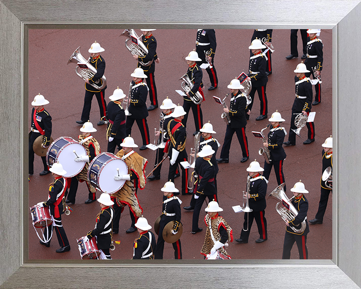 Royal Marines Band Marching on the mall London Photo Print Hampshire Prints 10 x 8 Silver Frame No