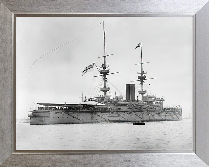 HMS Caesar (1896) Royal Navy Majestic Class Dreadnought Starboard View Photo Print Wall Art Decor Posters, Prints, & Visual Artwork Hampshire Prints 10 x 8 Silver Frame No