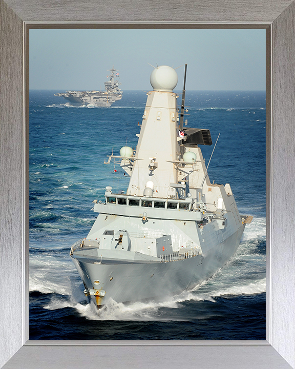 HMS Daring (D32) Photo Print - With USS Carl Vinson 2012 - Royal Navy Type 45 Destroyer Posters, Prints, & Visual Artwork Hampshire Prints 10 x 8 Silver Frame No