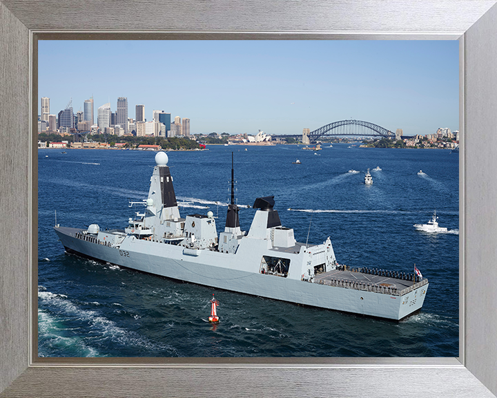 HMS Daring (D32) Photo Print - Sydney Harbour 2013 - Royal Navy Type 45 Destroyer Posters, Prints, & Visual Artwork Hampshire Prints 10 x 8 Silver Frame No