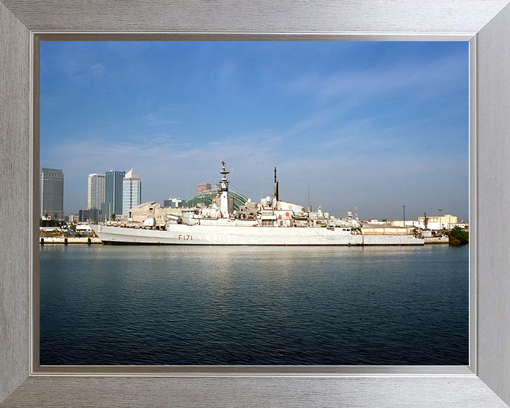 HMS Active (F171) Royal Navy Type 21 Frigate Photo Print Alongside Warship Wall Art Posters, Prints, & Visual Artwork Hampshire Prints 10 x 8 Silver Frame No