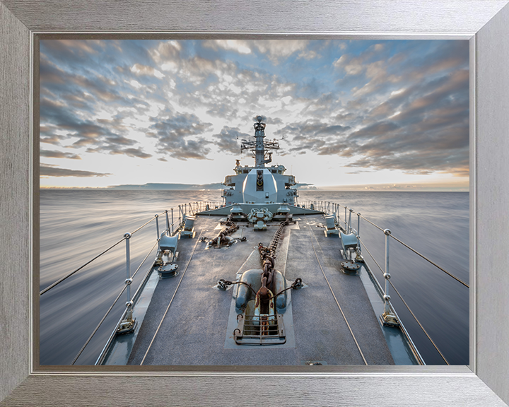 HMS Northumberland (F238) Photo Print - Forecastle - Royal Navy Type 23 Frigate Hampshire Prints 10 x 8 Silver Frame No