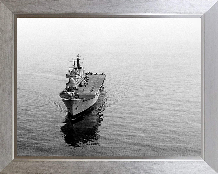 HMS Invincible (R05) Photo Print - Mediterranean 1990 - Royal Navy Invincible Class Aircraft Carrier Hampshire Prints 10 x 8 Silver Frame No