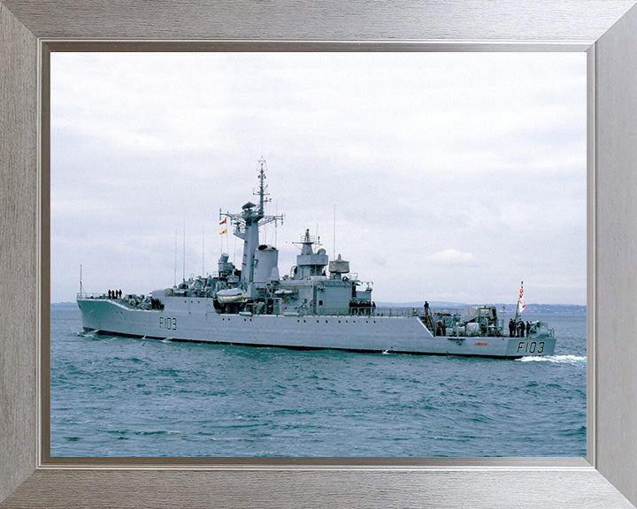 HMS Lowestoft (F103) Photo Print - Port Side View - Royal Navy Rothesay Class Frigate Hampshire Prints 10 x 8 Silver Frame No