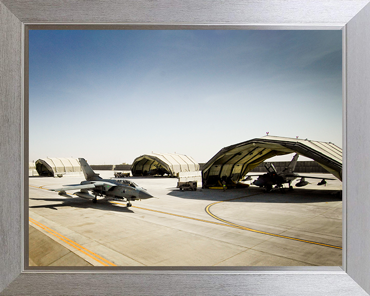 RAF Tornado GR4 Jet at Kandahar airfield in Afghanistan Photo Print - Royal Air Force Aircraft Posters, Prints, & Visual Artwork Hampshire Prints 10 x 8 Silver Frame No