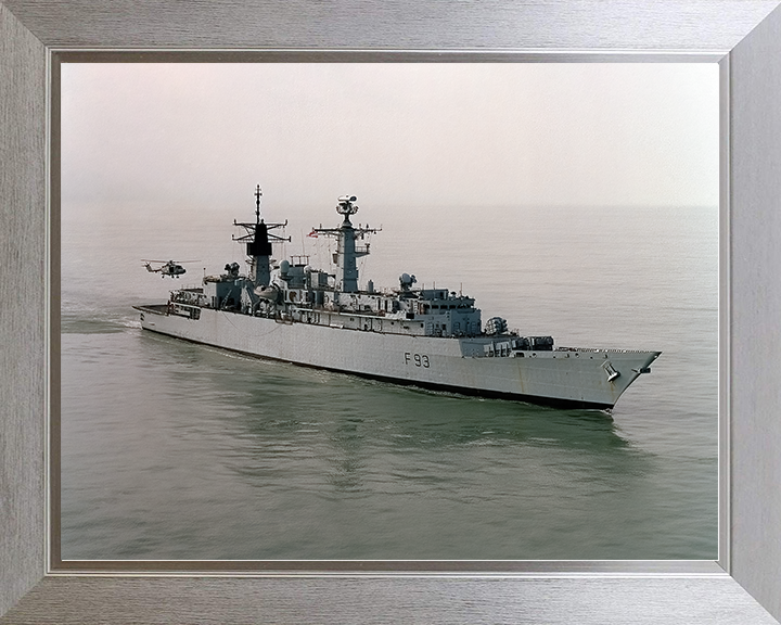 HMS Beaver (F93) Royal Navy Type 22 Frigate With Lynx Helicopter Photo Print Wall Art Decor Posters, Prints, & Visual Artwork Hampshire Prints 10 x 8 Silver Frame No