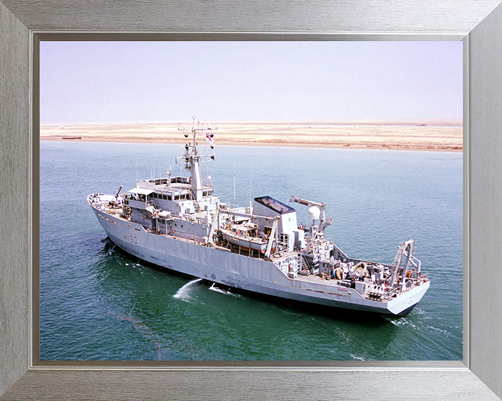 HMS Roebuck (H130) Photo Print - Umm Qasr 2003 - Royal Navy Coastal Survey Vessel Posters, Prints, & Visual Artwork Hampshire Prints 10 x 8 Silver Frame No
