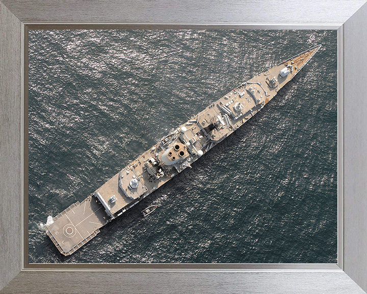 HMS Cumberland (F85) Royal Navy Type 22 Frigate From Above Photo Print Wall Art Decor Posters, Prints, & Visual Artwork Hampshire Prints 10 x 8 Silver Frame No