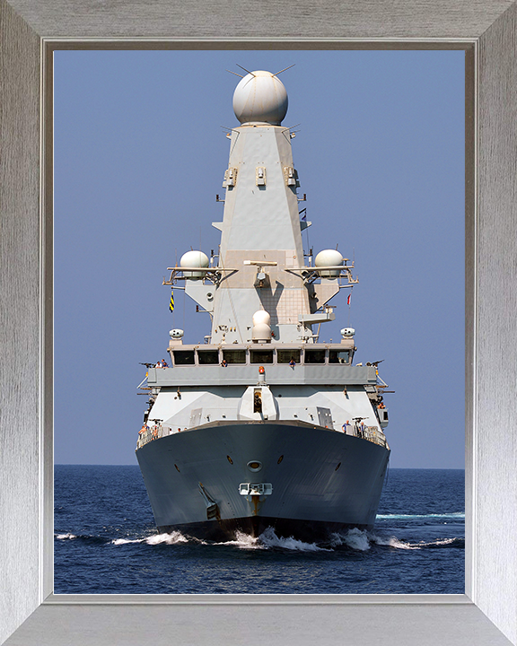 HMS Diamond (D34) Royal Navy Type 45 Destroyer Low Bow View Photo Print Wall Art Decor Posters, Prints, & Visual Artwork Hampshire Prints 10 x 8 Silver Frame No
