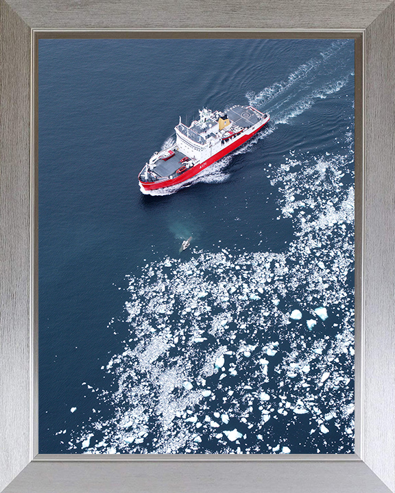 HMS Endurance (A171) Photo Print - Antarctic Ice Fields 2005 - Royal Navy Ice Breaker Patrol Ship Hampshire Prints 10 x 8 Silver Frame No