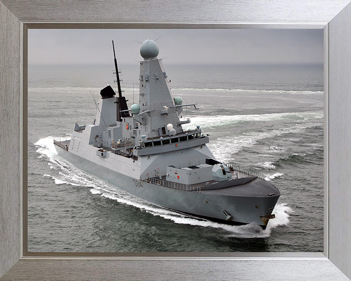 HMS Diamond (D34) Photo Print - Underway 2011 - Royal Navy Type 45 Destroyer Hampshire Prints 10 x 8 Silver Frame No