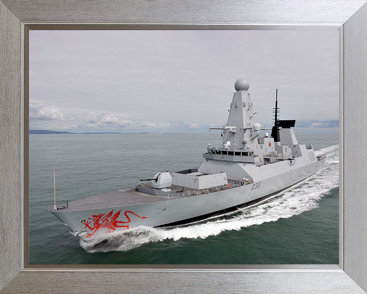HMS Dragon (D35) Photo Print - At Speed 2011 - Royal Navy Type 45 Destroyer Hampshire Prints 10 x 8 Silver Frame No