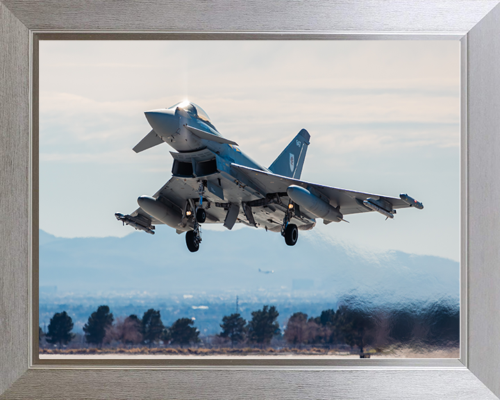 RAF Typhoon FGR4 Taking off in Nevada Photo Print Royal Air Force Aircraft Wall Art Aviation Decor Posters, Prints, & Visual Artwork Hampshire Prints 10 x 8 Silver Frame No