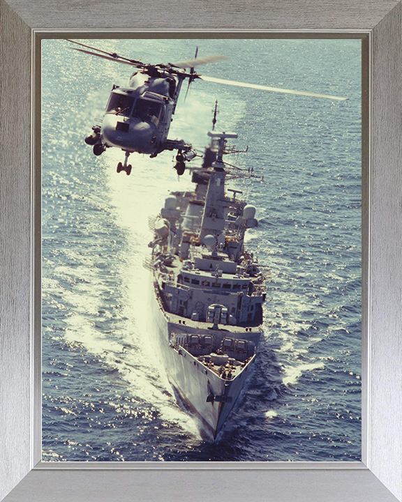 HMS Brave (F94) Royal Navy Type 22 Frigate Bow View From the Air Photo Print Wall Art Decor Posters, Prints, & Visual Artwork Hampshire Prints 10 x 8 Silver Frame No
