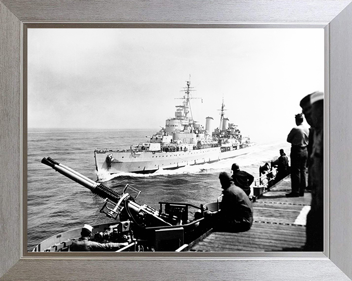 HMS Belfast (C35) Royal Navy Town Class Light Cruiser At Sea 1952 Photo Print Wall Art Decor Posters, Prints, & Visual Artwork Hampshire Prints 10 x 8 Silver Frame No