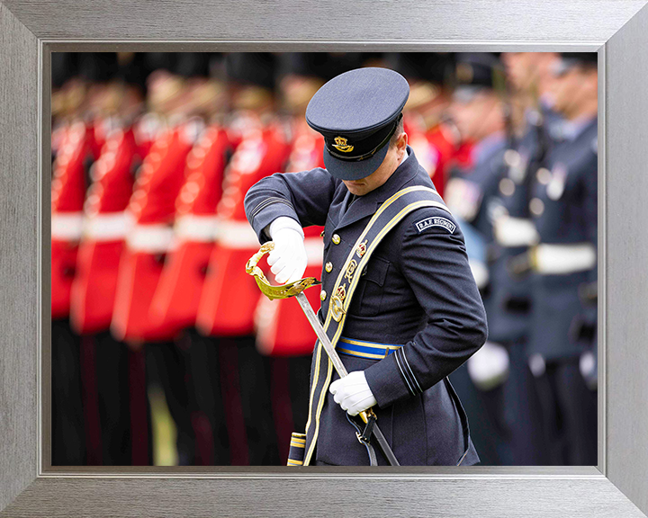 RAF Regiment officer replacing sword Photo Print - Royal Air Force Hampshire Prints 10 x 8 Silver Frame No