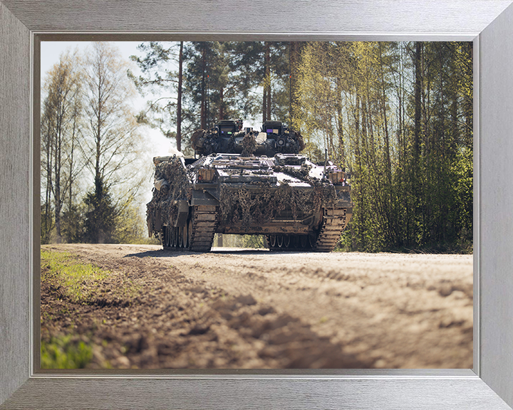 Warrior Infantry Fighting Vehicle Low View Photo Print - British Army Vehicle Hampshire Prints 10 x 8 Silver Frame No