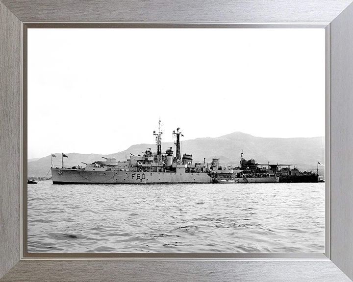 HMS Alacrity (U60) Royal Navy Black Swan Class Sloop Warship Port View Photo Print Wall Art Posters, Prints, & Visual Artwork Hampshire Prints 10 x 8 Silver Frame No