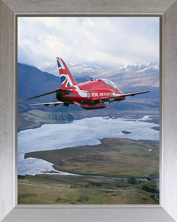 RAF Red Arrows Hawk Jet over Lossiemouth 2024 Photo Print - Royal Air Force Aircraft Posters, Prints, & Visual Artwork Hampshire Prints 10 x 8 Silver Frame No