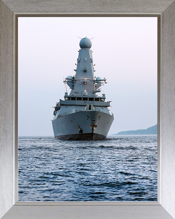 HMS Defender (D36) Royal Navy Type 45 Destroyer Low Bow View Photo Print Wall Art Decor Posters, Prints, & Visual Artwork Hampshire Prints 10 x 8 Silver Frame No