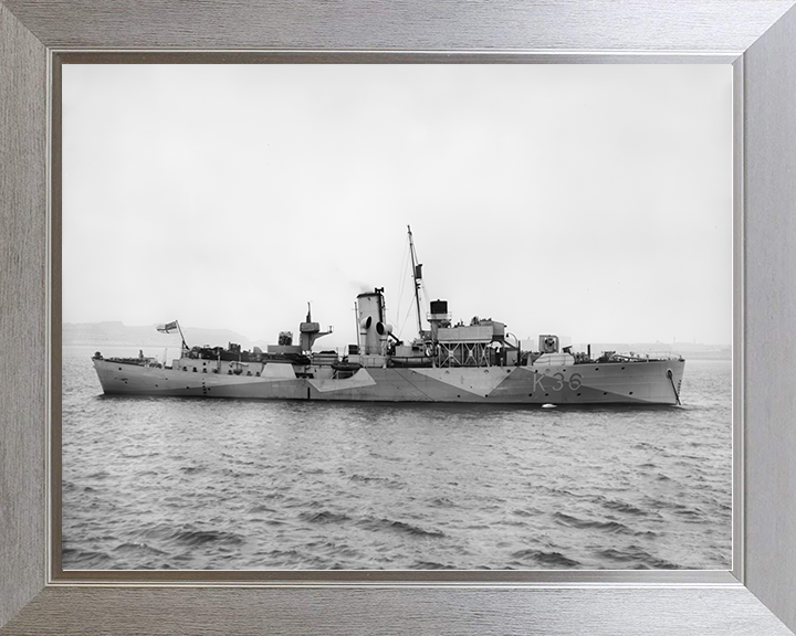 HMS Clematis (K36) Royal Navy Flower Class Corvette Starboard Beam View Photo Print Wall Art Decor Posters, Prints, & Visual Artwork Hampshire Prints 10 x 8 Silver Frame No
