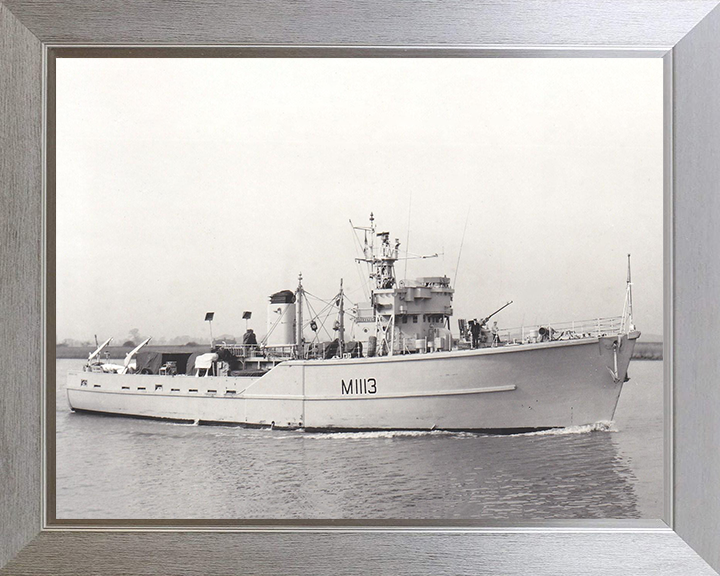 HMS Brereton (M1113) Photo Print - Starboard View - Royal Navy Ton Class Minesweeper Hampshire Prints 10 x 8 Silver Frame No