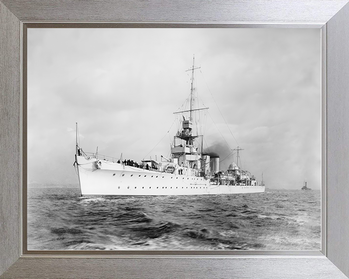 HMS Cairo (D87) Royal Navy C Class Light Cruiser Port Side View Photo Print Wall Art Naval Decor Posters, Prints, & Visual Artwork Hampshire Prints 10 x 8 Silver Frame No