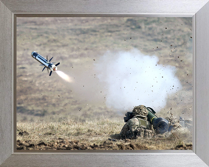 Soldier Firing a Javelin Photo Print - British Army Hampshire Prints 10 x 8 Silver Frame No