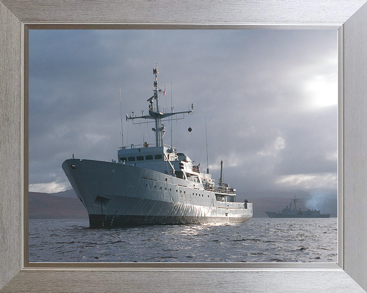 HMS Beagle (H319) Royal Navy Bulldog Class Survey Vessel With USS Stark Photo Print Wall Art Decor Posters, Prints, & Visual Artwork Hampshire Prints 10 x 8 Silver Frame No
