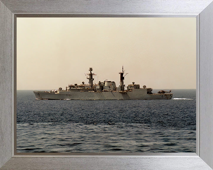 HMS Brazen (F91) Photo Print - Port Beam View at Sea - Royal Navy Type 22 Frigate Hampshire Prints 10 x 8 Silver Frame No