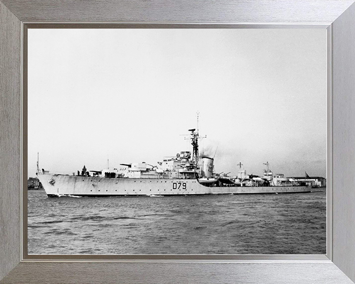 HMS Cadiz (D79) Royal Navy Battle Class Destroyer Port Side View Photo Print Wall Art Decor Posters, Prints, & Visual Artwork Hampshire Prints 10 x 8 Silver Frame No