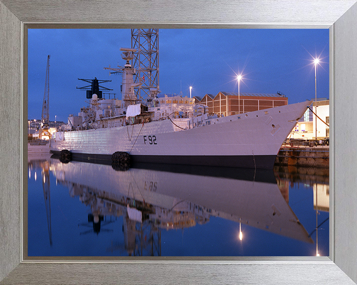 HMS Boxer (F92) Photo Print - Alongside at Dusk 1998 - Royal Navy Type 22 Frigate Posters, Prints, & Visual Artwork Hampshire Prints 10 x 8 Silver Frame No