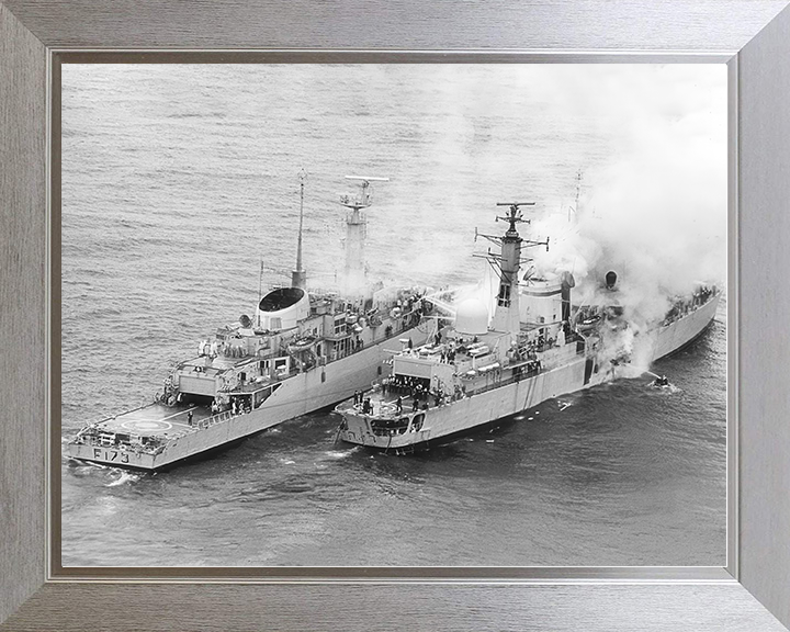 HMS Arrow (F173) alongside HMS Sheffield (D80) Royal Navy Falklands Warship Photo Print Wall Art Decor Posters, Prints, & Visual Artwork Hampshire Prints 10 x 8 Silver Frame No