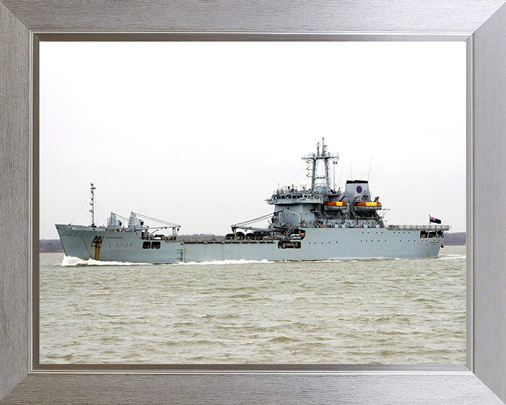 RFA Sir Bedivere (L3004) Photo Print - Port Beam View - Royal Fleet Auxiliary Round Table Class Ship Hampshire Prints 10 x 8 Silver Frame No