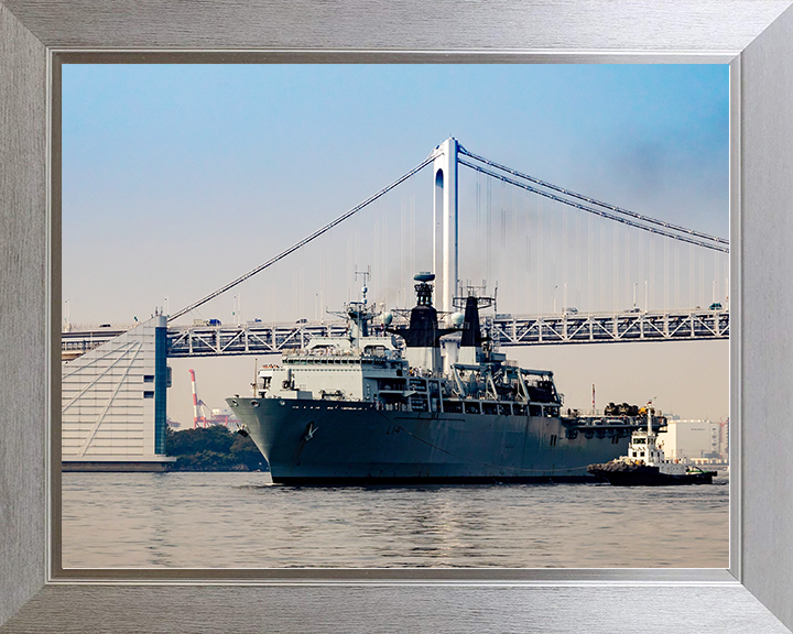 HMS Albion (L14) Royal Navy Albion Class Amphibious Ship With Tug Boats Photo Print Wall Art Naval Decor Posters, Prints, & Visual Artwork Hampshire Prints 10 x 8 Silver Frame No