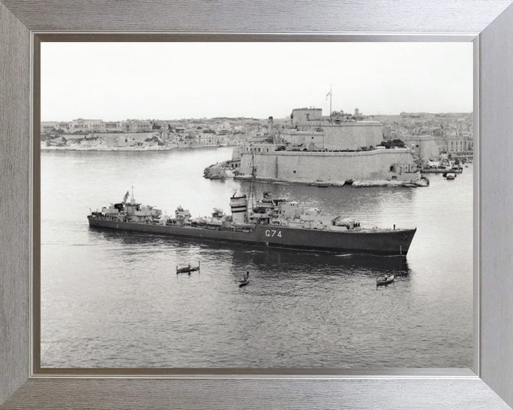HMS Legion (G74) Photo Print - Valletta Malta - Royal Navy A Class Destroyer Hampshire Prints 10 x 8 Silver Frame No