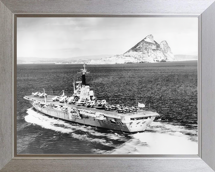 HMS Centaur (R06) Royal Navy Centaur Class Carrier Port Quarter View Photo Print Wall Art Decor Posters, Prints, & Visual Artwork Hampshire Prints 10 x 8 Silver Frame No