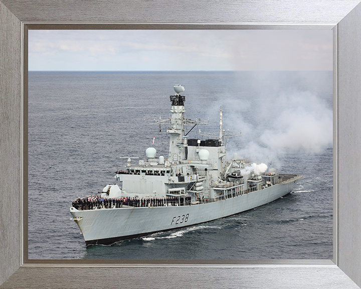 HMS Northumberland (F238) Photo Print - Entering Port - Royal Navy Type 23 Frigate Hampshire Prints 10 x 8 Silver Frame No