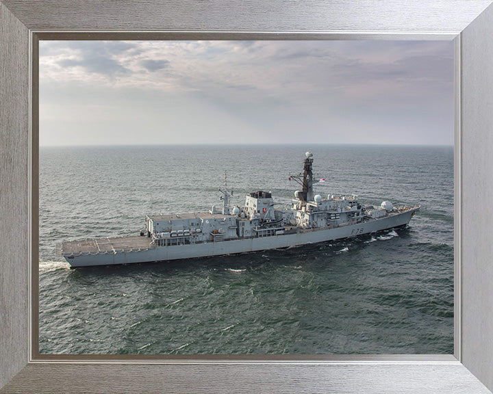 HMS Kent (F78) Photo Print - High Starboard View - Royal Navy Type 23 Frigate Hampshire Prints 10 x 8 Silver Frame No