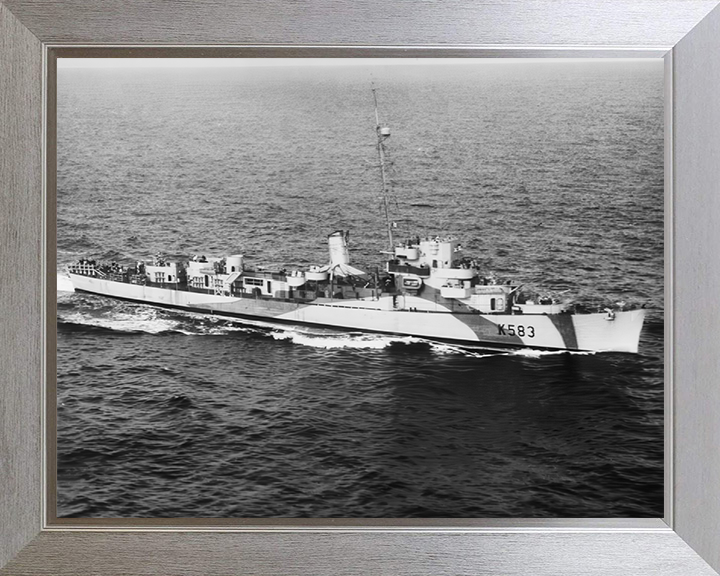 HMS Hotham (K583) Photo Print - At Sea 1944 - Royal Navy Captain Class Frigate Hampshire Prints 10 x 8 Silver Frame No