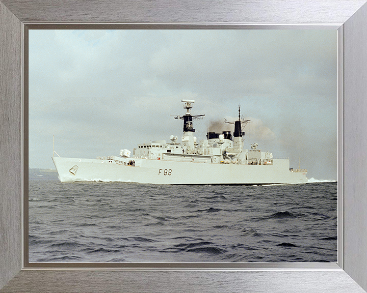 HMS Broadsword (F88) Royal Navy Type 22 Frigate Underway Port Side View Photo Print Wall Art Decor Posters, Prints, & Visual Artwork Hampshire Prints 10 x 8 Silver Frame No
