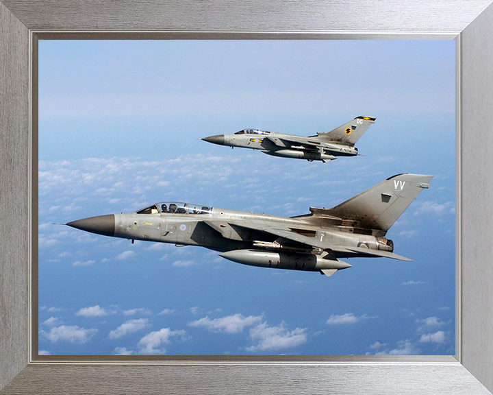 RAF Tornado F3s Over the Nevada Desert 2005 Photo Print - Royal Air Force Aircraft Posters, Prints, & Visual Artwork Hampshire Prints 10 x 8 Silver Frame No
