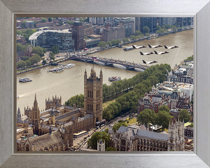 RAF F35Bs over Westminster London Photo Print - Royal Air Force Aircraft Hampshire Prints 10 x 8 Silver Frame No