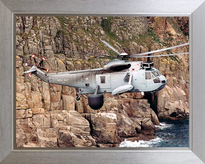 Sea King Mk.2 Airborne Early Warning Helicopter Photo Print - Royal Navy Aircraft Hampshire Prints 10 x 8 Silver Frame No