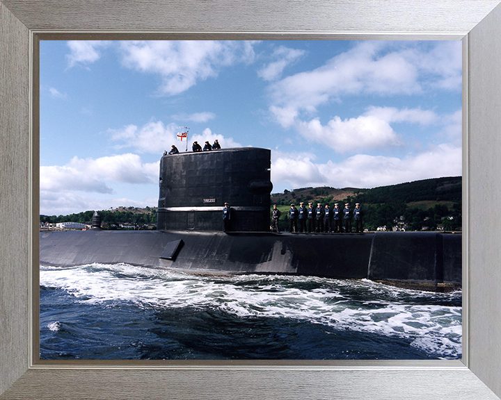 HMS Tireless (S88) Photo Print - On the Clyde 1994 - Royal Navy Trafalgar Class Submarine Hampshire Prints 10 x 8 Silver Frame No