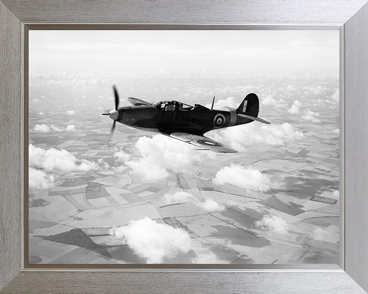 RAF Bell P-39 Airacobra Mk 2 in flight Photo Print - Royal Air Force Aircraft Hampshire Prints 10 x 8 Silver Frame No
