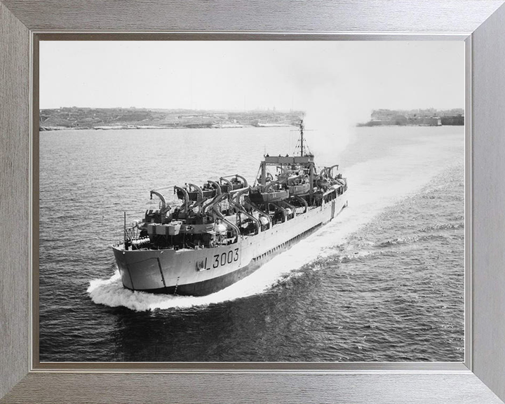 HMS Anzio (L3003) Royal Navy Tank Landing Craft Port Bow View Warship Photo Print Wall Art Decor Posters, Prints, & Visual Artwork Hampshire Prints 10 x 8 Silver Frame No