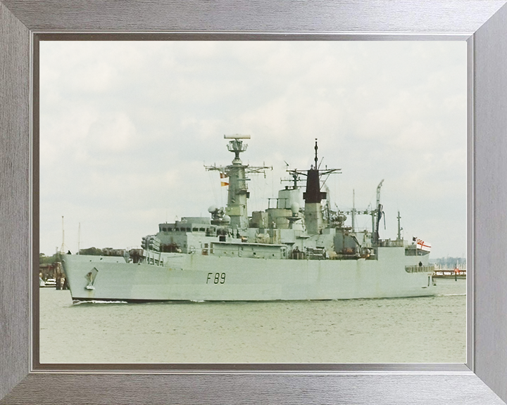 HMS Battleaxe (F89) Royal Navy Type 22 Frigate Departing Portsmouth Photo Print Wall Art Decor Posters, Prints, & Visual Artwork Hampshire Prints 10 x 8 Silver Frame No