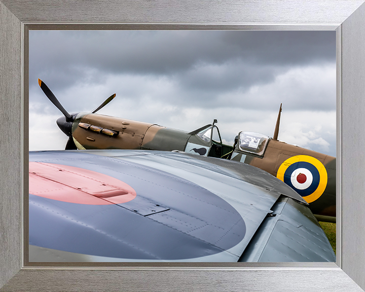 RAF Spitfire cockpit Close Up Photo Print - Royal Air Force Aircraft Hampshire Prints 10 x 8 Silver Frame No